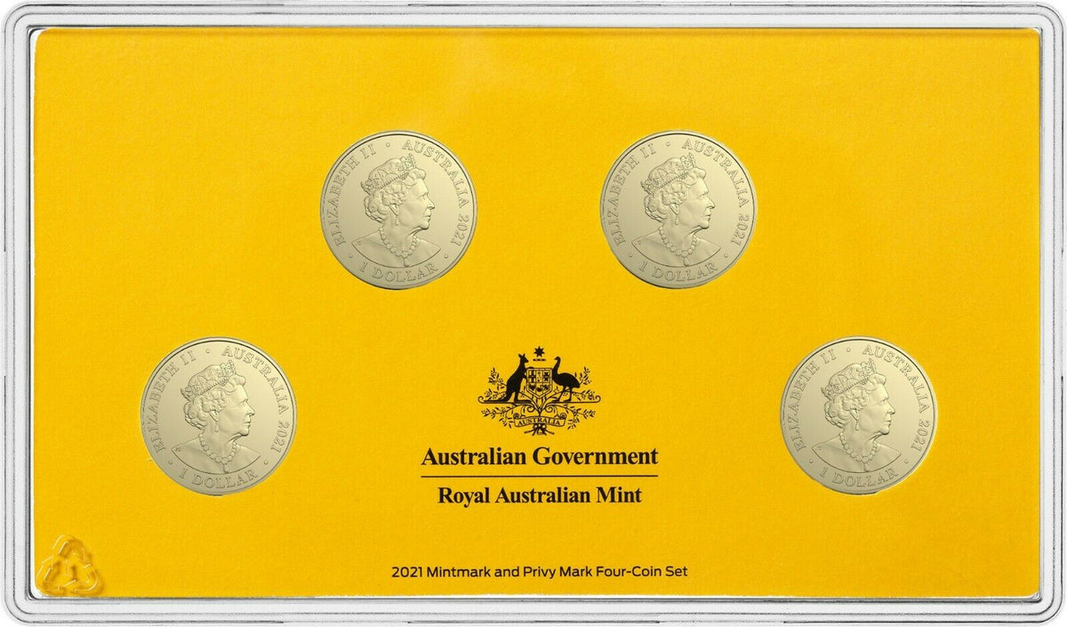 Australia 2021 $1 Uncirculated 4 Coin Set HEROES of the SKY Centenary of the Royal Australian Air Force Mintmarks C B M S 4 x Obverse