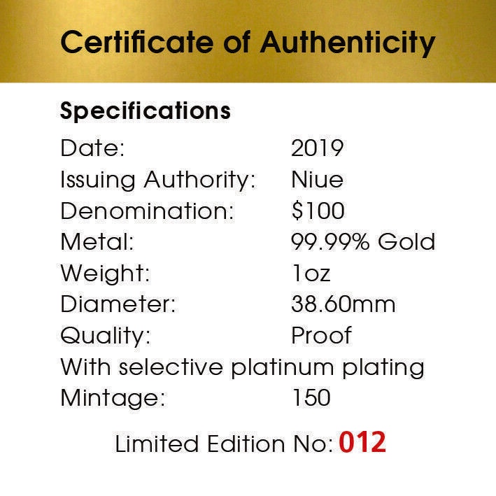 Niue 2020 $100 Proof Australia At Night Kangaroo 1 Oz Gold Platinum Plate