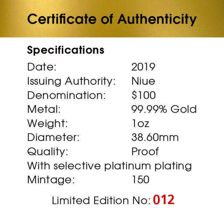 Niue 2020 $100 Proof Australia At Night Kangaroo 1 Oz Gold Platinum Plate