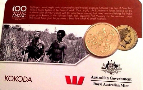 Australia 2016 25 Cent Uncirculated - Kokoda - ANZAC - Nordic Gold