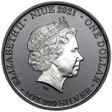 Niue 2021 $1 Australia at Night Wombat 1 Oz Silver Black Proof