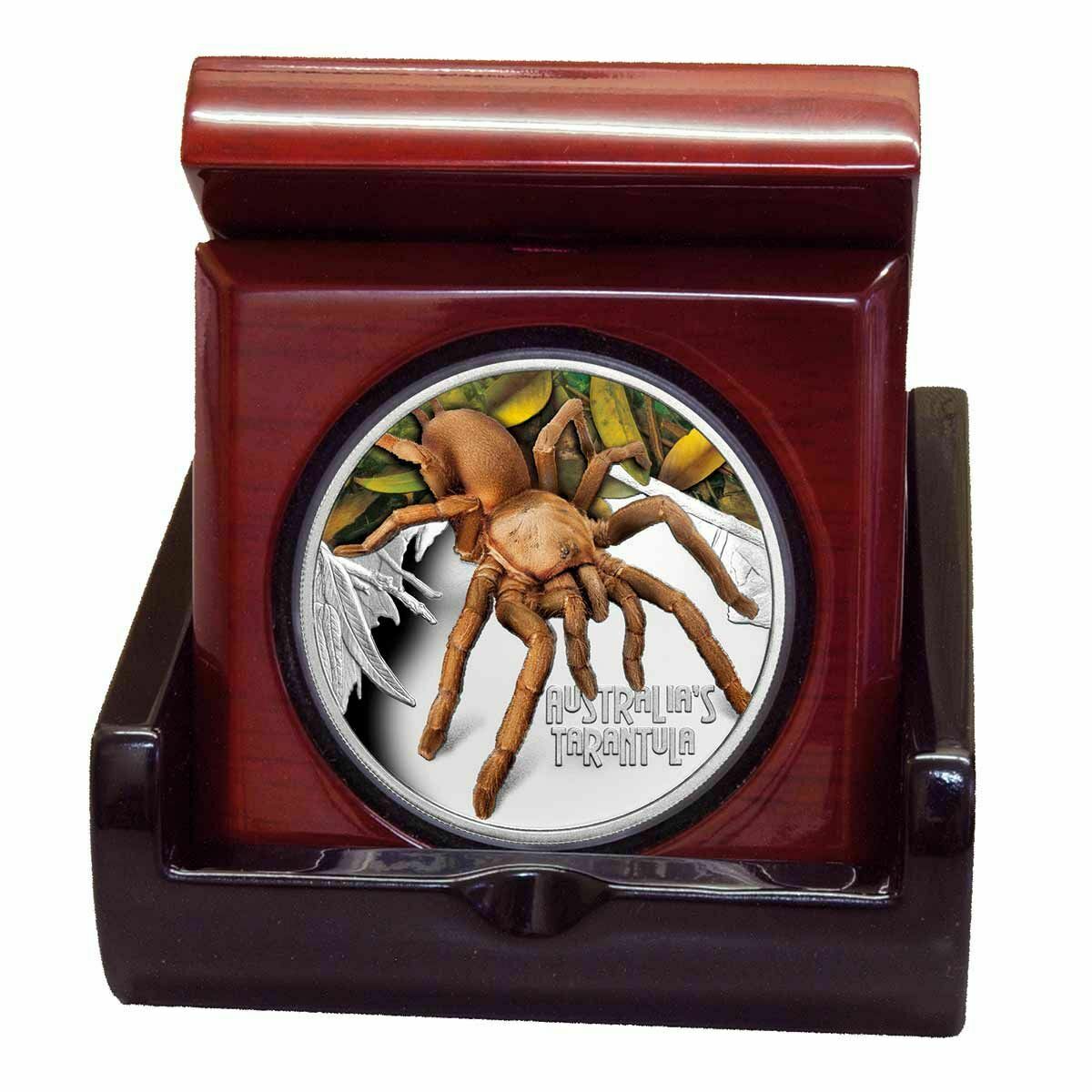 Tuvalu 2020 $1 Australia's Tarantula Deadliest and Dangerous Series Coloured 1 oz .999 Silver Proof Wooden Case