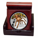 Tuvalu 2020 $1 Australia's Tarantula Deadliest and Dangerous Series Coloured 1 oz .999 Silver Proof Wooden Case
