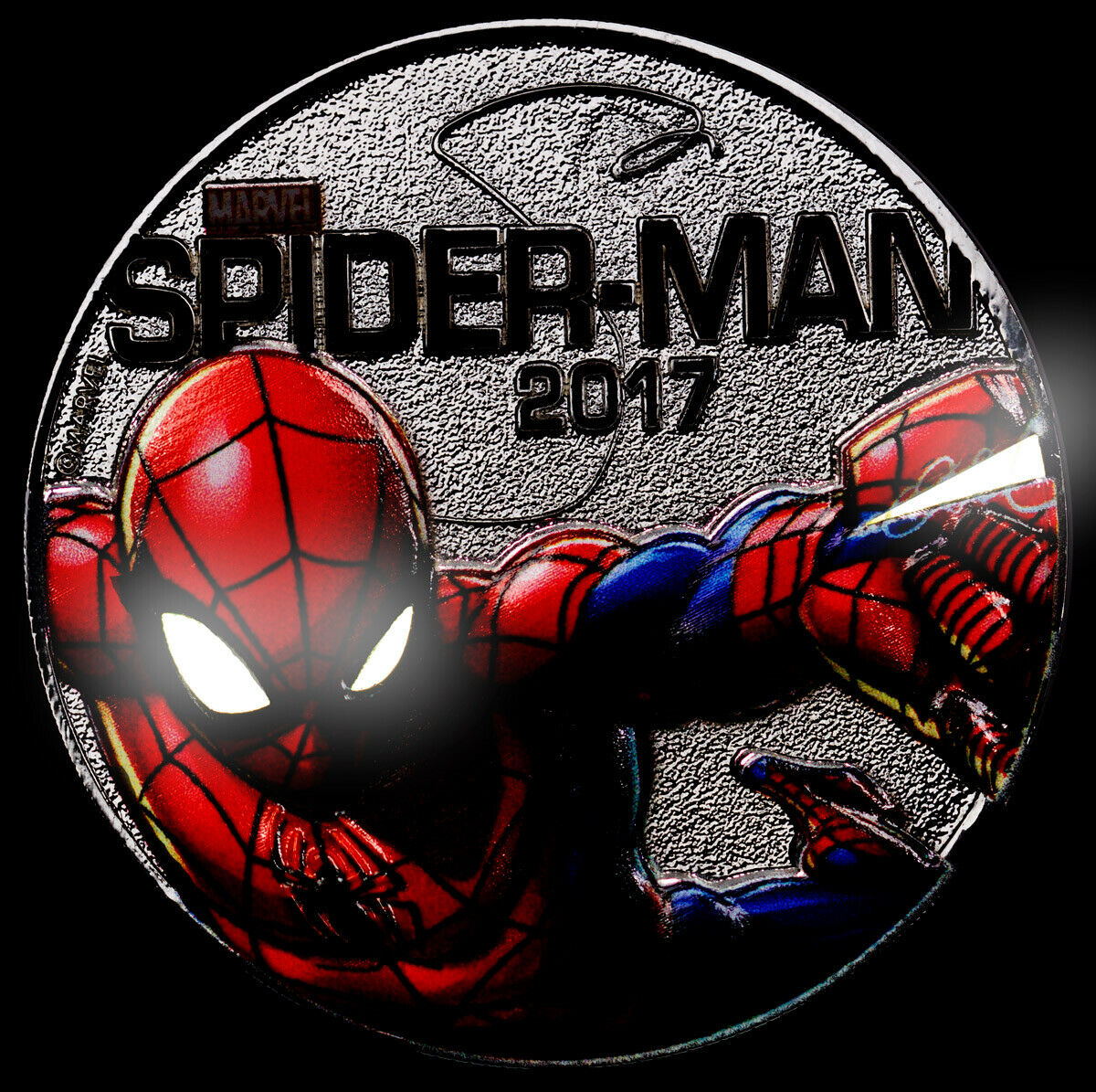 Fiji 2017 50c Half Dollar Spider Man Marvel Light-Ups Coloured Uncirculated