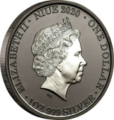 Niue 2020 $1 Australia at Night Echidna 1oz .999 Silver Black Proof Proof