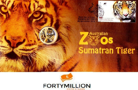 Australia 2012 $1 Uncirculated Sumatran Tiger Zoo Series Stamp and Coin Cover PNC
