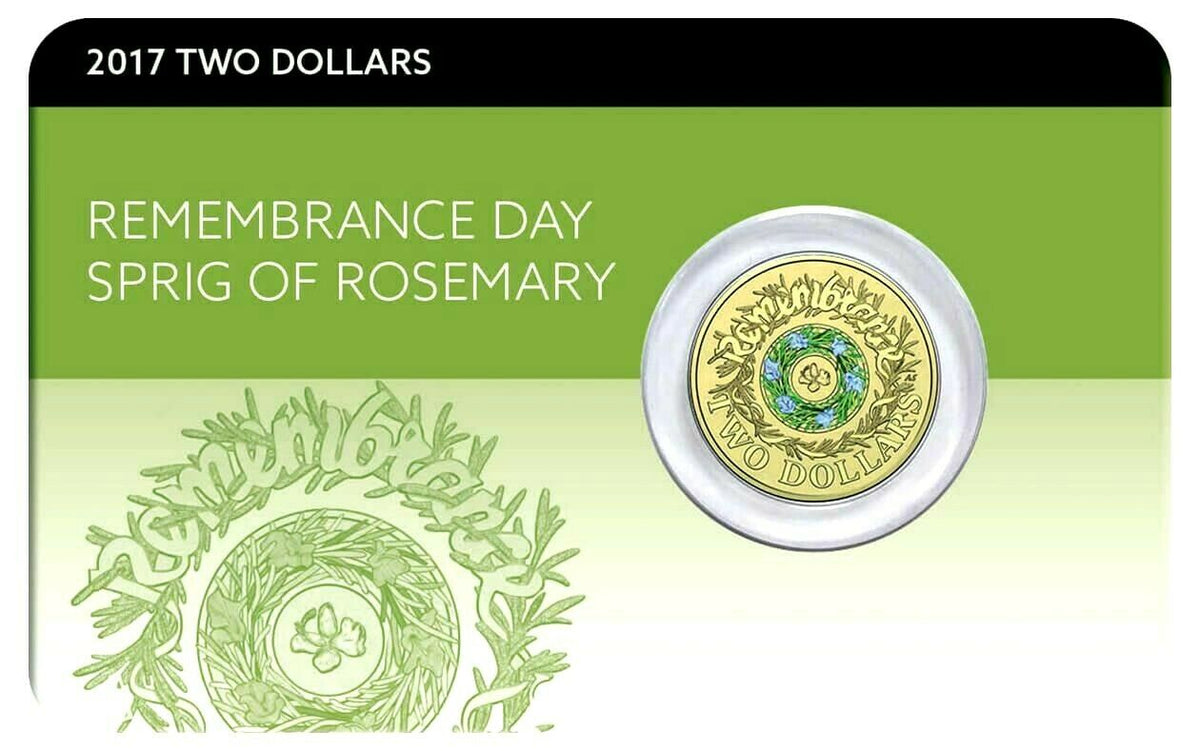 Australia 2017 $2 Coloured Rosemary Uncirculated Remembrance Day Coin Pack