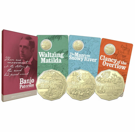Australia 2020 50 Cents 3 Coin Uncirculated Set Carded Banjo Paterson