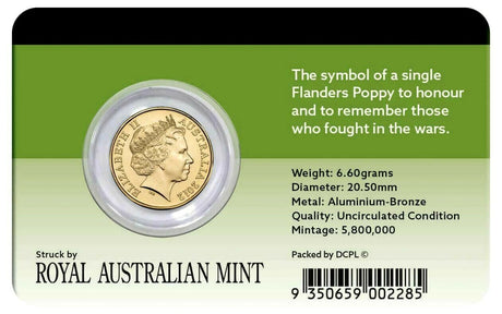 Australia 2012 $2 Uncirculated Remembrance Day Gold Poppy Al-Br Coin Pack