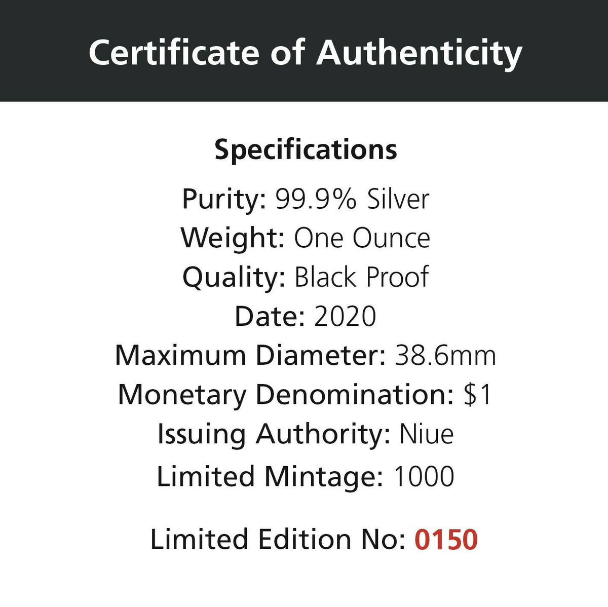 Niue 2020 $1 Australia at Night Echidna 1oz .999 Silver Black Proof Proof
