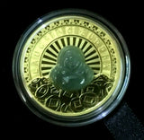 Tuvalu  2021 $100 Proof Laughing Buddha 1 Oz Gold & Jade Coin