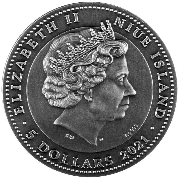 Niue 2021 $5 Bushido Japanese Code 2 Oz Silver Gilt Coin Obverse
