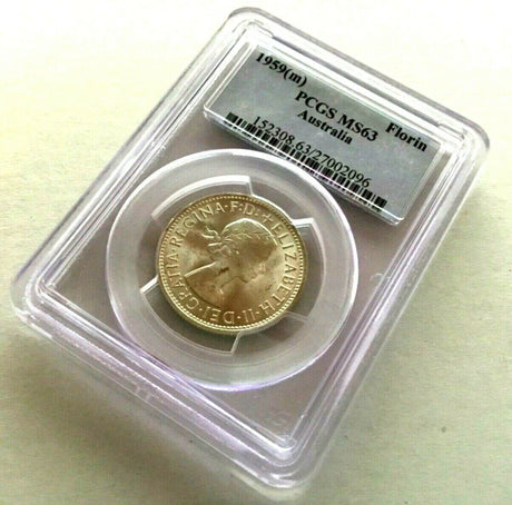 Australia 1959 Florin Uncirculated 'Emu's Egg' PCGS MS63