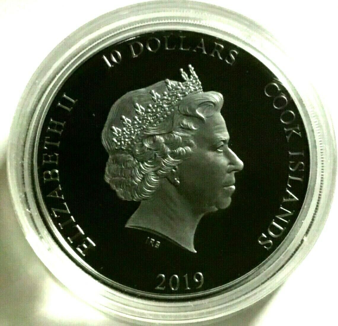 Cook Islands 2019 $10 Black Proof Anchor Fair Winds & Following Seas High Relief 2 Oz Silver
