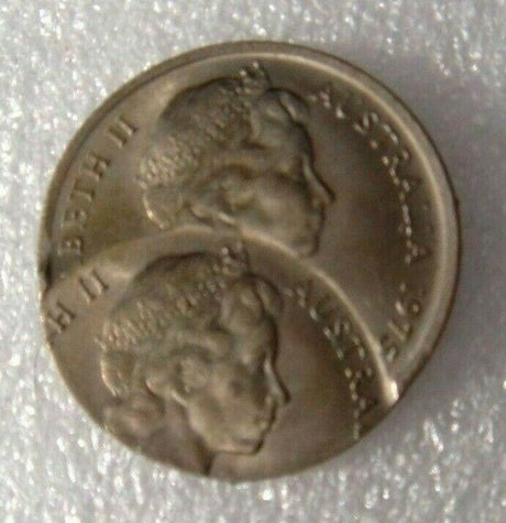 Australia 1975 5 Cent Error Double Strike Uncirculated Twin Echidna