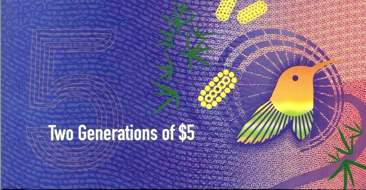 Australia 2016 & 2015 $5 Unirculated Two Generation General Prefixes Banknotes