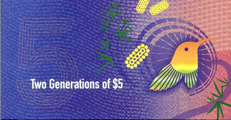 Australia 2016 & 2015 $5 Unirculated Two Generation General Prefixes Banknotes
