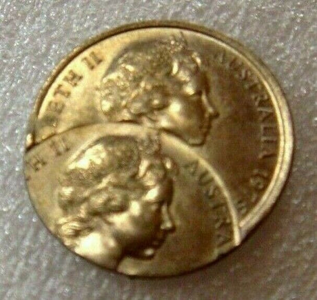 Australia 1975 5 Cent Error Double Strike Uncirculated Twin Echidna