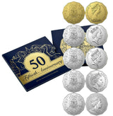 Australia 2019 5 Coin 50 Cent 5-coin Set 50th Anniversary of the 50 Cent including Gold Plate 50 Cent Reverse and Obverse