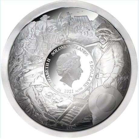 Solomon Islands 2021 $5 170th Anniversary of the Gold Rush Pan-Shaped Silver Coin