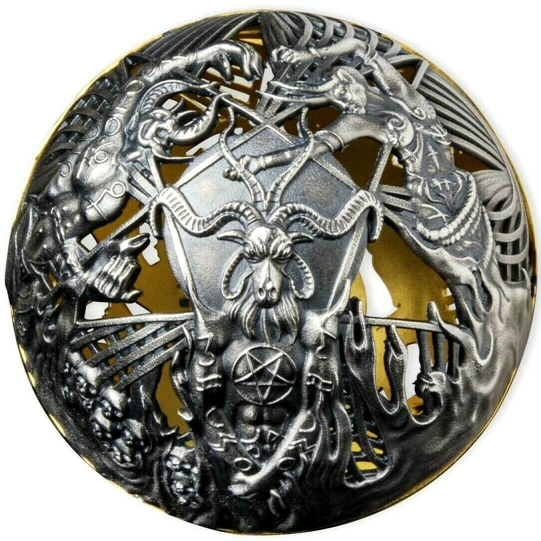 Samoa 2021 $5 Heaven and Hell 2 Oz Antiqued Silver Reverse Hell  Close-up