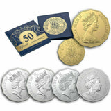 Australia 2019 5 Coin 50 Cent 5-coin Set 50th Anniversary of the 50 Cent including Gold Plate 50 Cent Obverse
