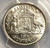 Australia 1947 (m) Florin 2 Shillings Silver Uncirculated PCGS MS62