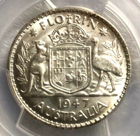 Australia 1947 (m) Florin 2 Shillings Silver Uncirculated PCGS MS62