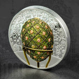 Mongolia 2021 1000 Togrog Fabergé Egg Rose Trellis 2 oz Silver Proof