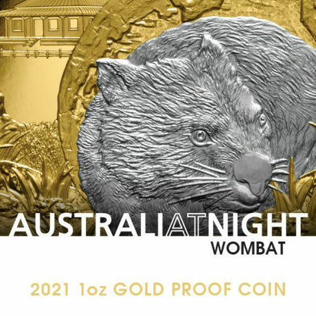 Niue 2021 $100 Proof Wombat Australia at Night Platinum Plated 1oz Gold