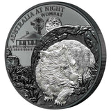 Niue 2021 $1 Australia at Night Wombat 1 Oz Silver Black Proof