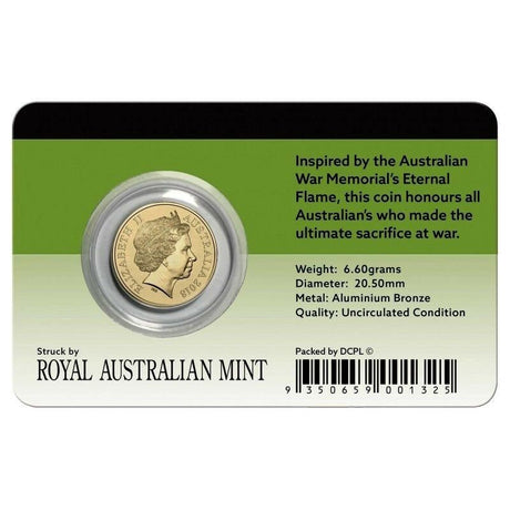 Australia 2018 $2 Coloured Uncirculated Lest We Forget ANZAC Eternal Flame Coin Pack