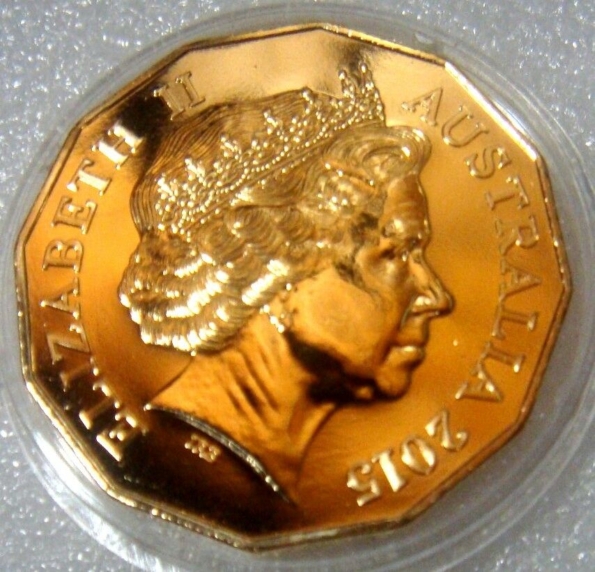 Australia 2015 50 Cent Uncirculated Gold Plate Specially Polished Dies Superstrike Low Mint 22265