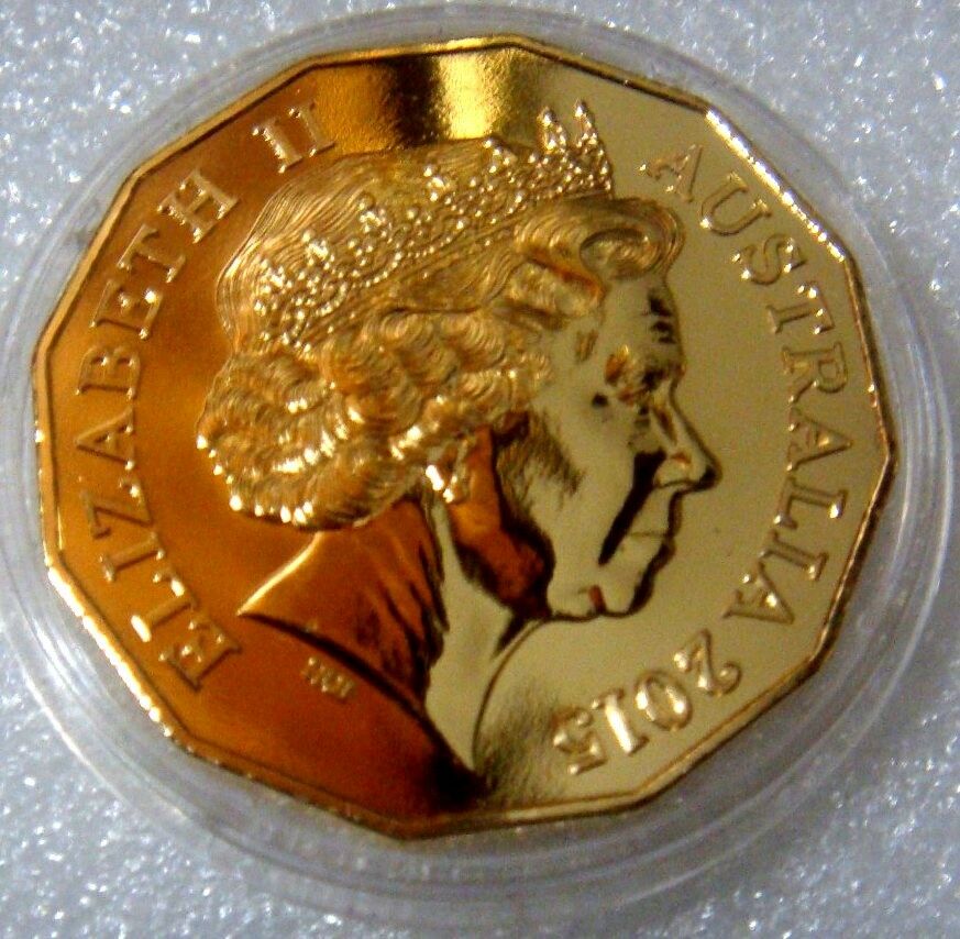 Australia 2015 50 Cent Uncirculated Gold Plate Specially Polished Dies Superstrike Low Mint 22265