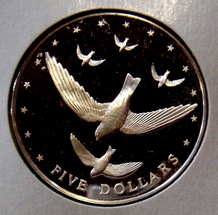 Cook Islands 1977 $5 Proof Atiu Swiftlet Silver