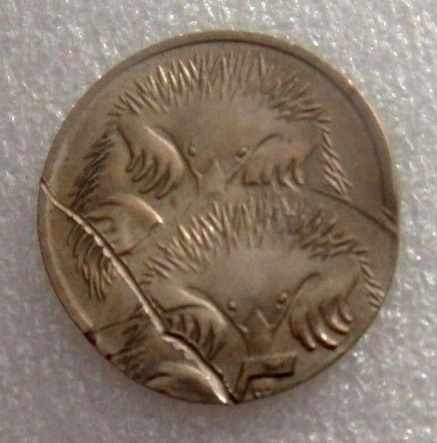 Australia 1975 5 Cent Error Double Strike Uncirculated Twin Echidna