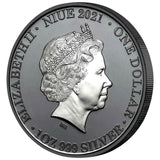 Niue 2021 $1 Australia at Night Wombat 1 Oz Silver Black Proof