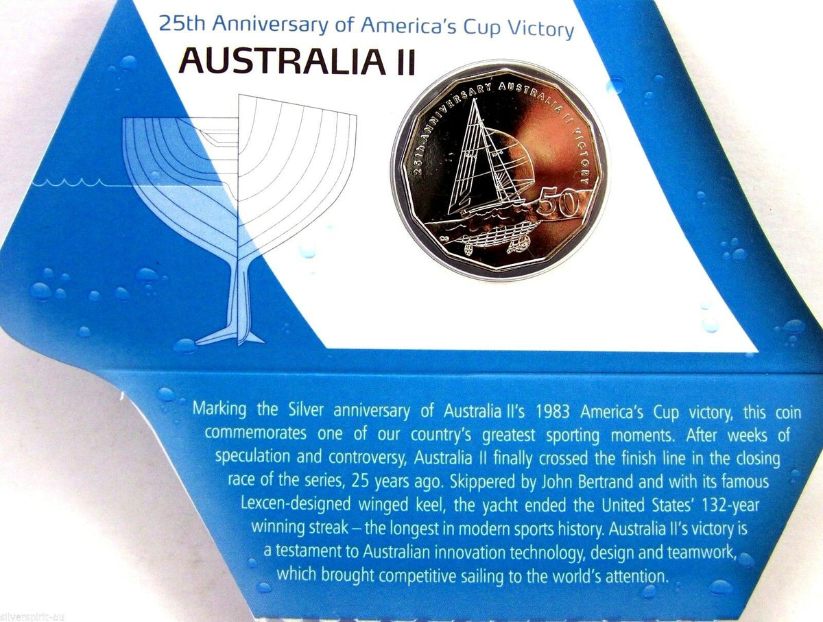 Australia 2008 50 Cent Uncirculated Carded Australia II America's Cup Victory 25th Anniversary