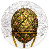 Mongolia 2021 1000 Togrog Fabergé Egg Rose Trellis 2 oz Silver Proof