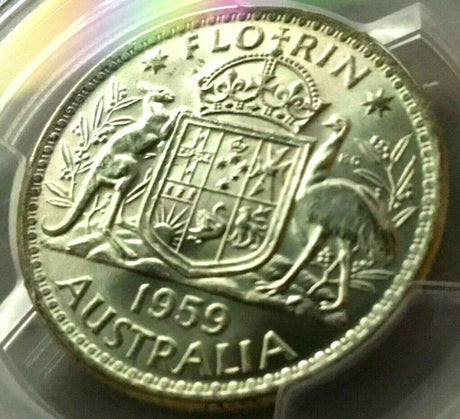 Australia 1959 Florin Uncirculated 'Emu's Egg' PCGS MS63