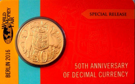 Australia 2016 50 Cent Gold Plated Specially Polished Dies Round WMF 1st Privy Mark Low Mint 5000