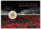Australia 2015 $2 ANZAC Lest We Forget Red Coloured Uncirculated Coin Pack