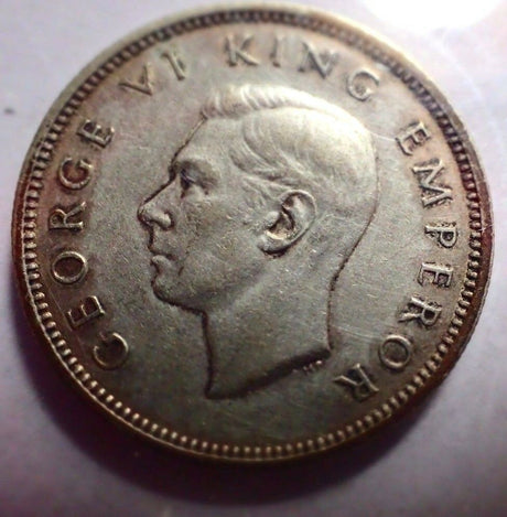 New Zealand 1943 1 Shilling Silver EF Extra Fine
