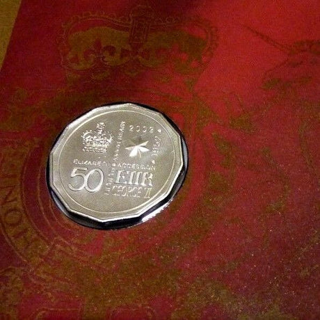 Australia 2002 50 Cent Queen Elizabeth II QEII Accession Stamp and Coin Cover PNC