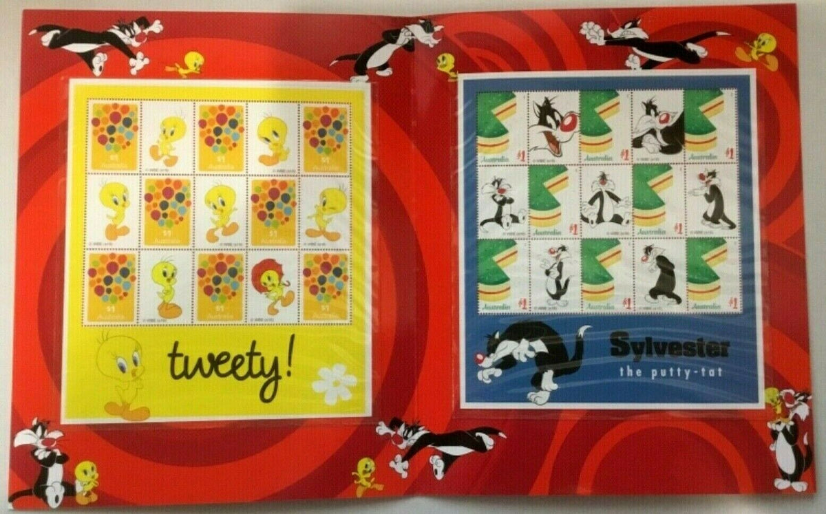 Australia 2015 Tweety and Sylvester Stamp Folder 16 x Stamps 16 x Tabs MUH MNH
