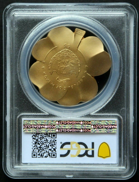 Palau 2020 $5 Gilded Fortune 4 Leaf Clover Gilt .999 1 oz Silver  CIT Smartminting® PCGS MS70
