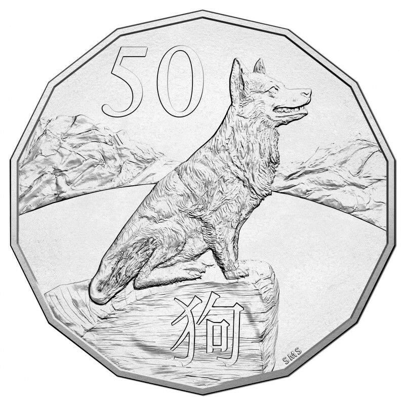 Australia 2018 50 Cent Uncirculated Lunar Year of the Dog Folder Reverse