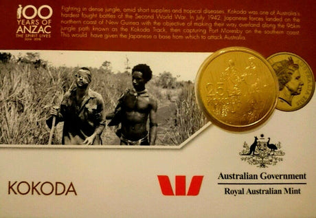 Australia 2016 25 Cent Uncirculated - Kokoda - ANZAC - Nordic Gold