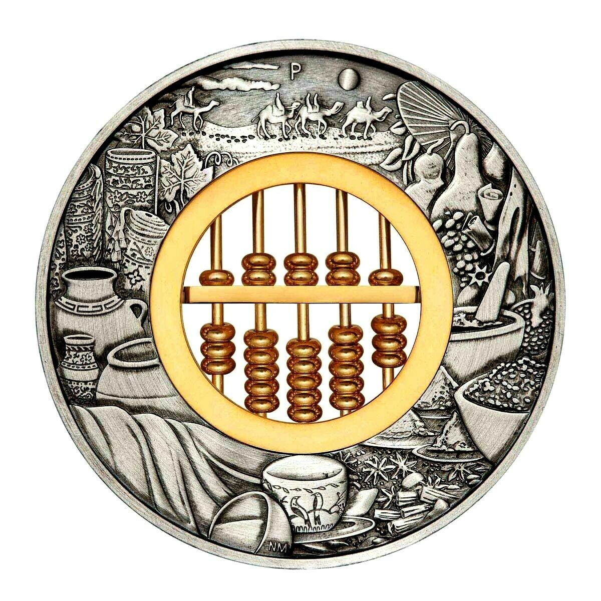 Tuvalu 2019 $2 Golden Abacus Insert 2oz .9999 Silver Antiqued Reverse  Perth Mint