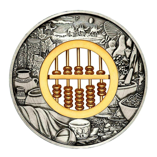 Tuvalu 2019 $2 Golden Abacus Insert 2oz .9999 Silver Antiqued Reverse  Perth Mint
